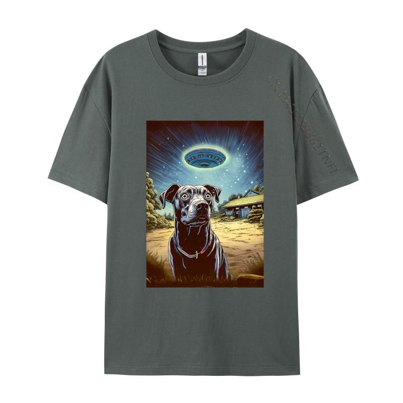 My Dog Thinks Ufos Are Real On A Dark Tshirt Men Clothing Tops Plus Size Pure Cotton ONeck T Shirts