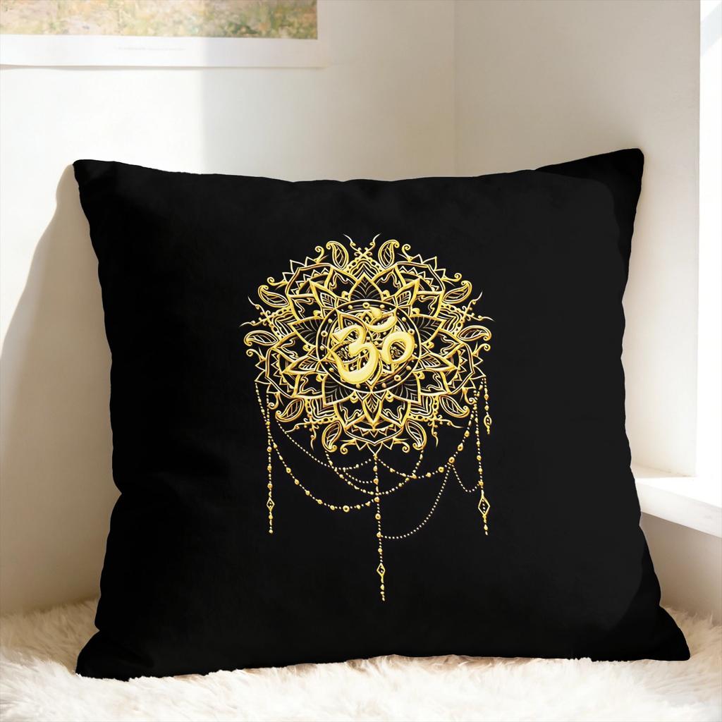 Luxury Golden Mandala Om Pillow Case Square Pillow Cover Morden Cushion Cover For Living Room Bed Chair