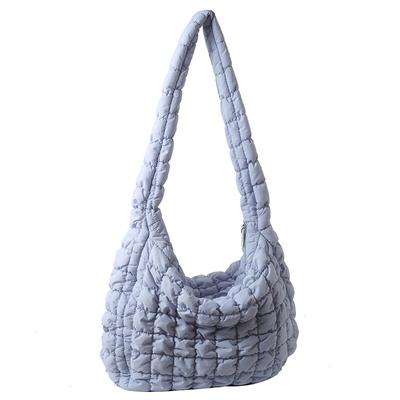 Lattice Pattern Women Handbags Large Capacity Female Hand Bag Casual Fashion Simple Nylon Quilted Elegant for Weekend Vacation