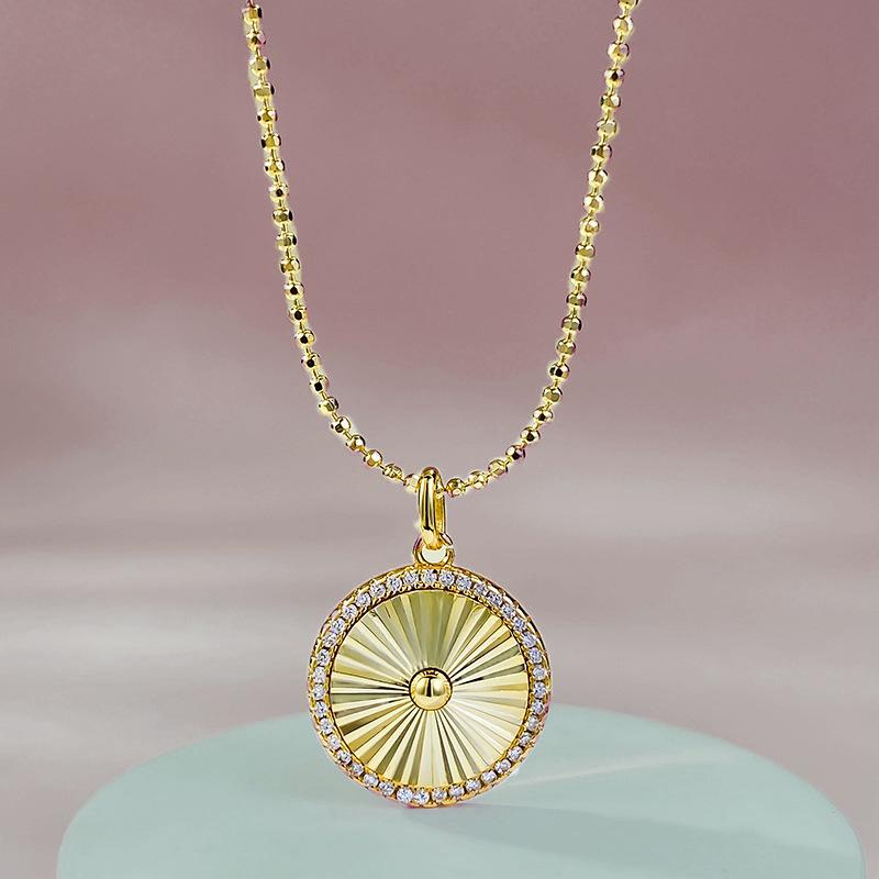 

Lulu Tong S925 Gold Plated Brushed Round Pendant Necklace Material: S925 Silver