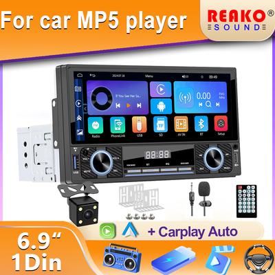 6.9 Calowy 1DIN Samochodowy Odtwarzacz Stereo MP5 z 2 Pokrętłami Wsparcie Mirror Link Szybkie Ładowanie Ekran Dotykowy BT FM Carplay z Mikrofonem