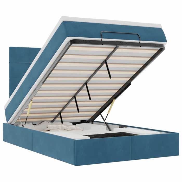 VidaXL Cadre de lit ottoman avec matelas bleu foncé 120x190 cm velours, cadre de lit, cadre de lit rembourré, cadre de lit 3313461
