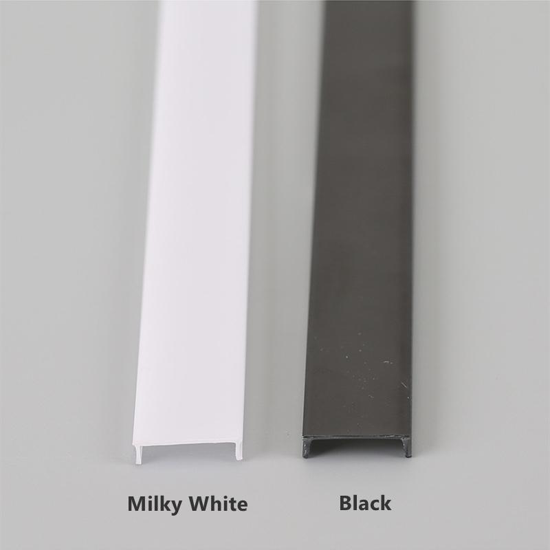 0.5M LED Aluminum Profile Diffuser Milky White Black PC Cover for U/V/W/Y-shape Channel Hard Bar Strip Light Replace Lampshade
