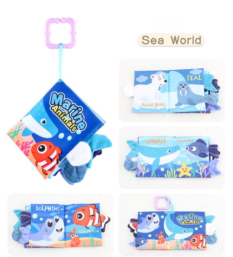 

3D Animal Cloth Book Baby Toys 0 To 12 Months Old Early Education Enlightenment Tail Marine Cognition Kids Game Palm Plush Book