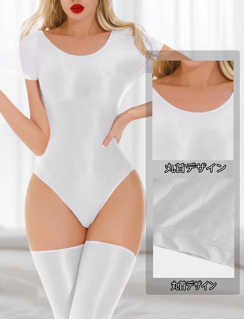 Swimsuit One High Short Sports M [Maeau] Women's Bodysuit, Shiny, Leotard, Stylish, Smooth, Innerwear, Stretch, Piece, Sexy, Leg, Sleeve, Jumper,