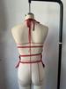 2026 Summer Solid Color Pleated Halter Neck Women's Open Back Lace-up Top