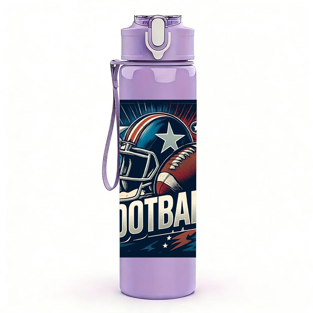 1PC American Football Sport Print 750ml Color Plastic Sports Water Bottle Leakproof Flip Straw Lid Suitable for Sports Office Home Use