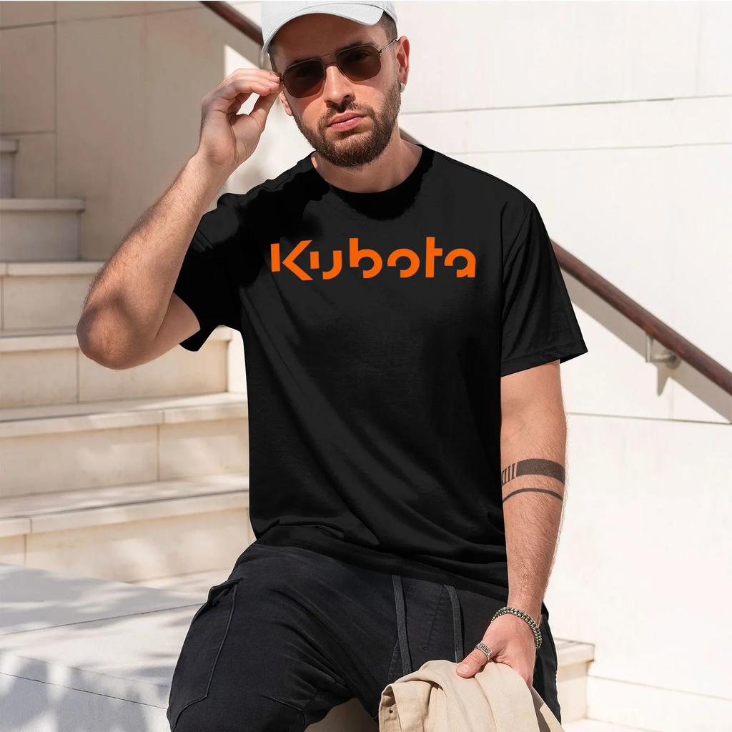 Kubota Heavyweight Retro Printed Pattern Fun Round Neck T-shirt for Daily Comfort