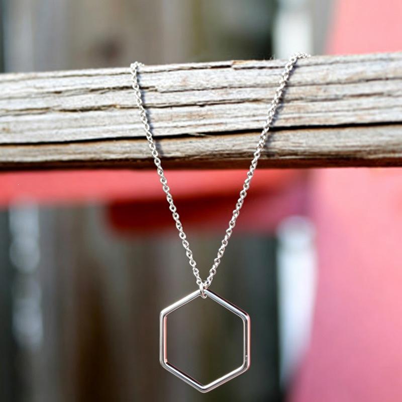 Hexagon Necklace for Women, Elegant Clavicle Chain, Minimalist Design, Versatile Layering Accessory