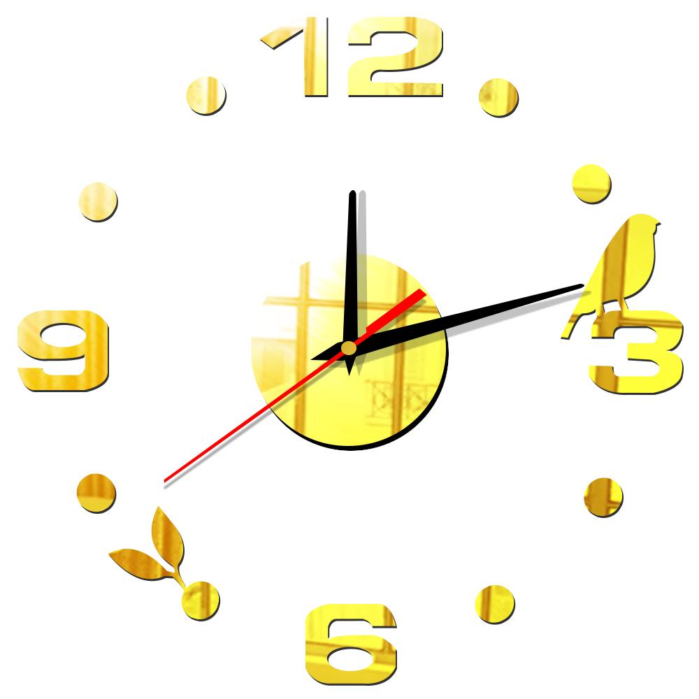 

Цифровые настенные часы своими руками кварцевые бесшумные декоративные часы для кухни домашний декор самоклеящиеся акриловые настенные наклейки птицы 12 inch золотой