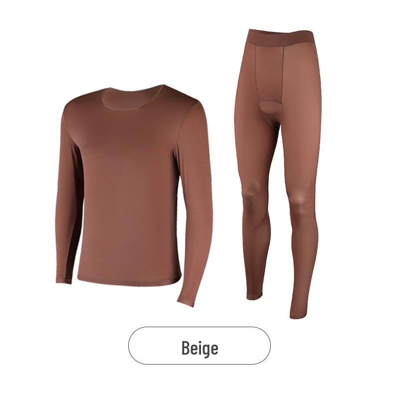 Pánská podzimní/zimní sada pro zkrášlení pleti: Hřejivé spodní prádlo s kyselinou hyaluronovou, Ultratenké, Neviditelné, Antistatická základní vrstva, Oblečení vyživující pokožku.