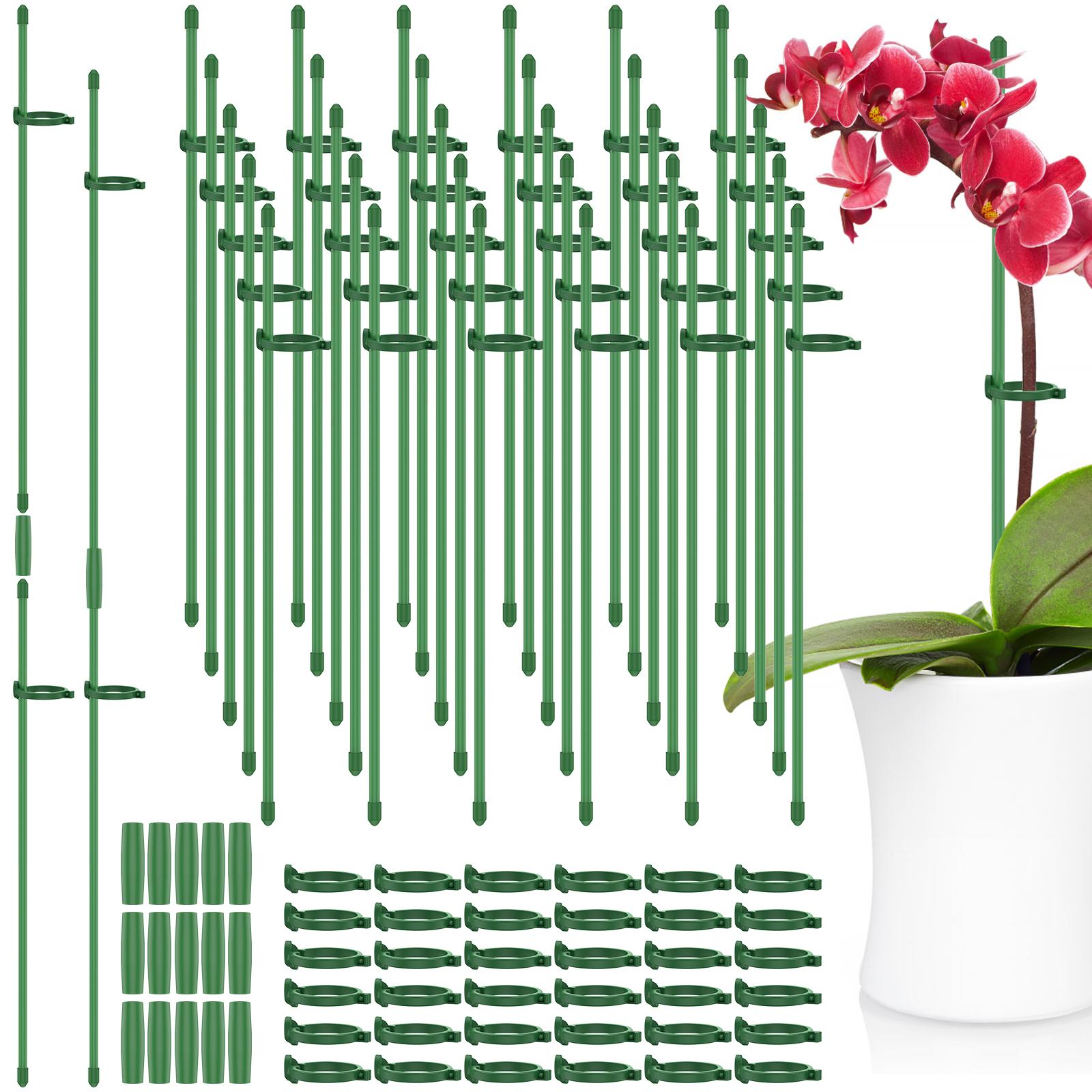 30Pcs Plant Support Stakes Adjustable Plant Support Sticks Fiberglass Garden Plant Support Stakes for Single-Stemmed Plants