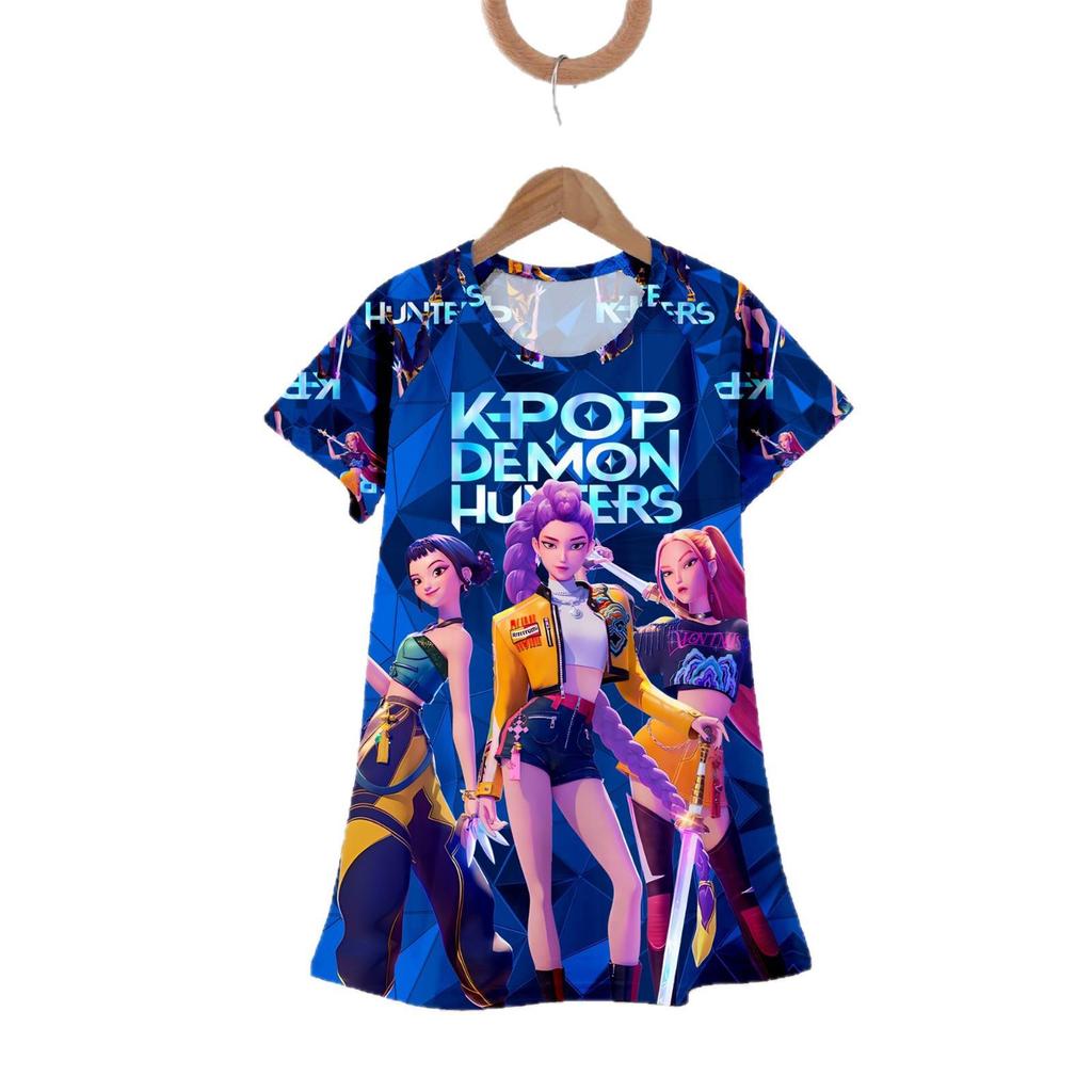 Kids' Summer Princess Pajama Dress - Cartoon Demon Slayer Theme