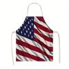 1pc American Flag Apron Linen Kitchen Cooking Baking Patriotic Gift USA Stars Stripes Print Red White Blue Independence Day BBQ