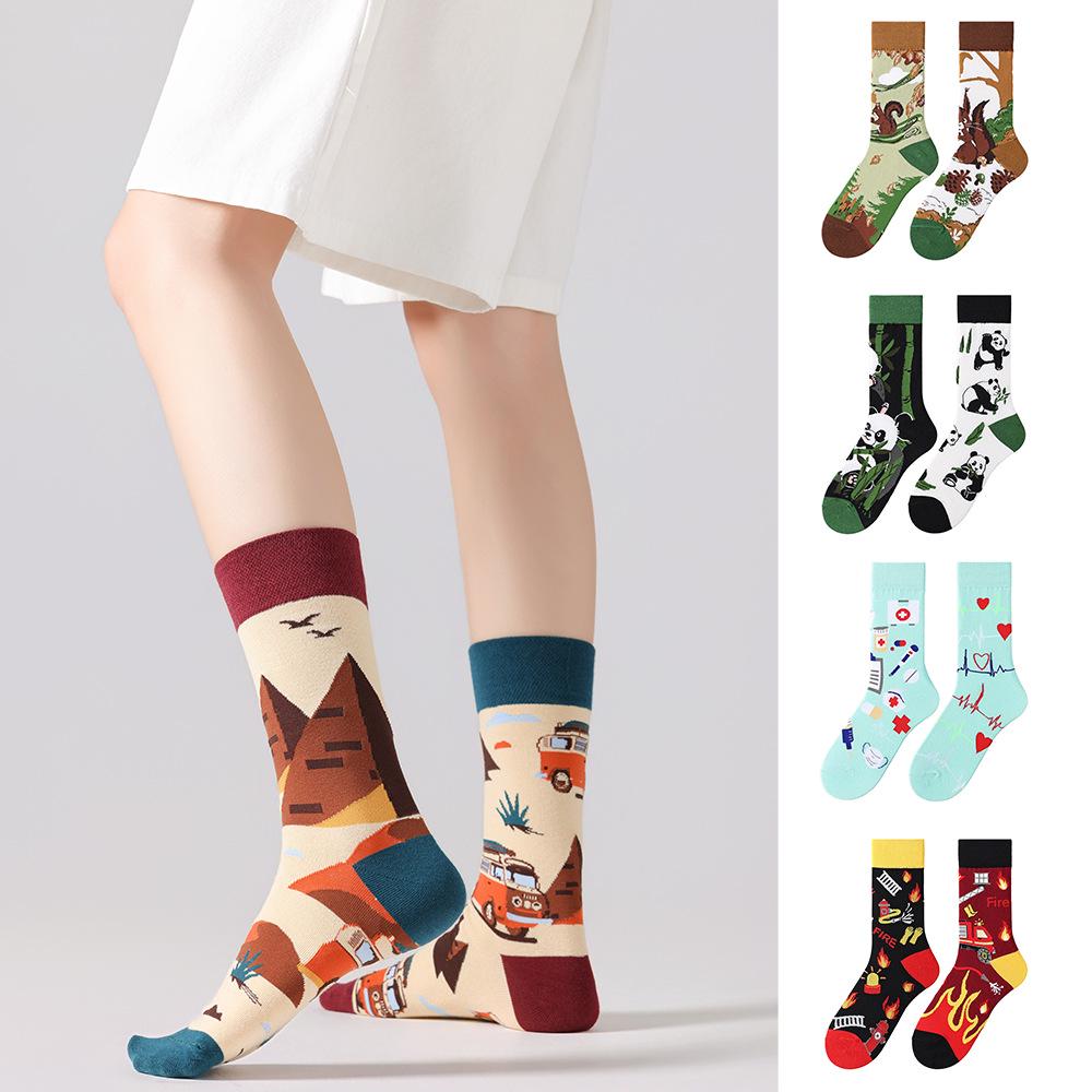 Unisex Trendy Cotton Mid-Calf Socks for Autumn/Winter - Sporty & Casual