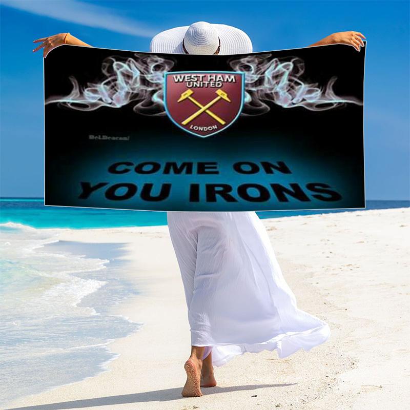 West Ham United FC Logo Print Beach Towel, Large Soft Quick Dry Towel for Beach Camping Swimming