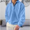 BITCED Autumn Long-Sleeved V-Neck Men's Collared Oversized Hoodie