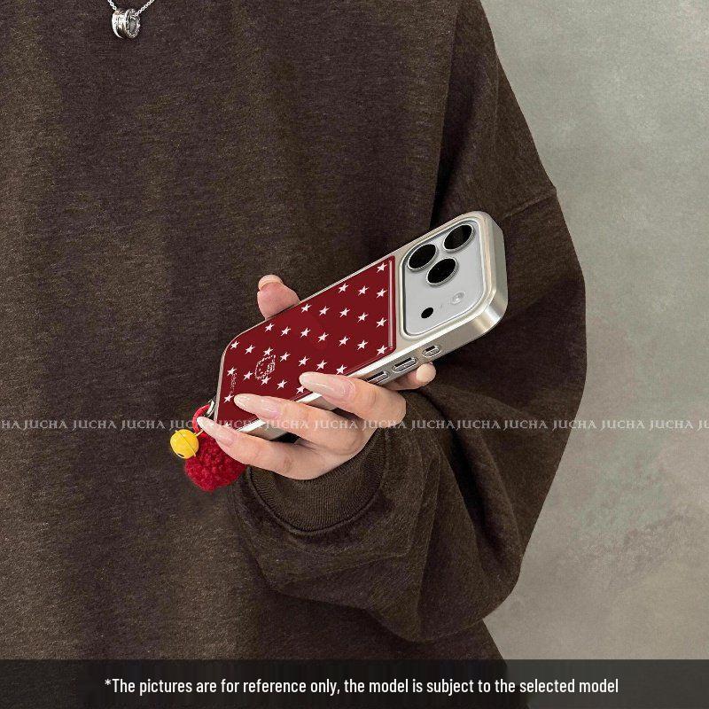 Apple 17 & iPhone 16 Pro Case - High-End, Unique Style, Red with Stars & KT Cat