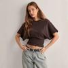 Womens Round Neck Loose Short Sleeve T-Shirt - Tencel Blend Solid Color Batwing Minimalist Casual Top 2025