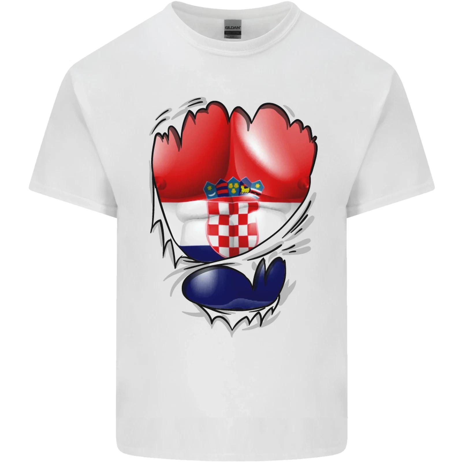 Gym Croatian Flag Ripped Muscles Croatia Kids T-Shirt Childrens 2XL