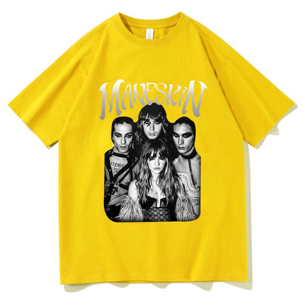 Italian Rock Band Maneskin World Tour T-shirt Fashion Gothic Retro Men Women Loose Short Sleeve Casual T Shirts