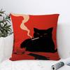 Black Cat Smoking a Cigarette Pillow Anime Pillow Sofa Bed Head Pillow Cover Cushion Cover 45x45 cm Fashion