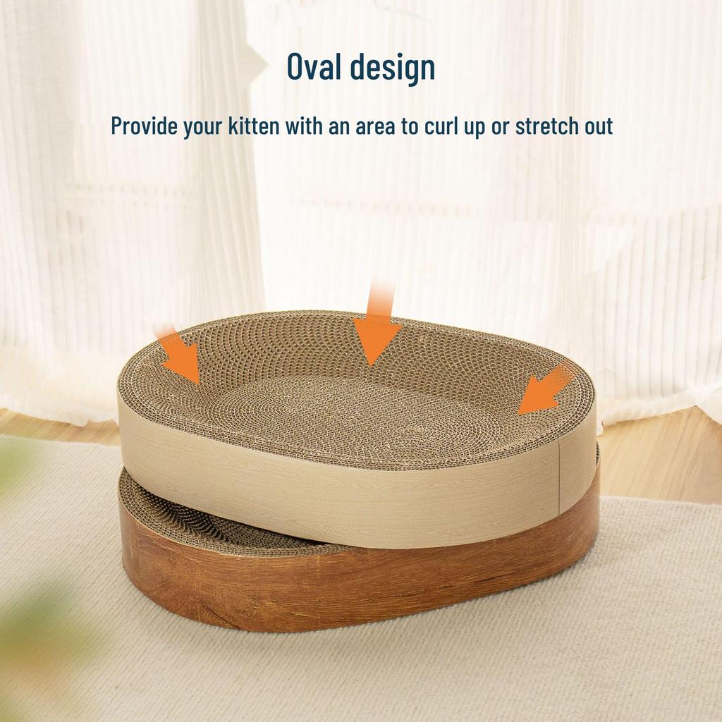 Oval Cat Scratching Bed with Corrugated Paper for Kittens