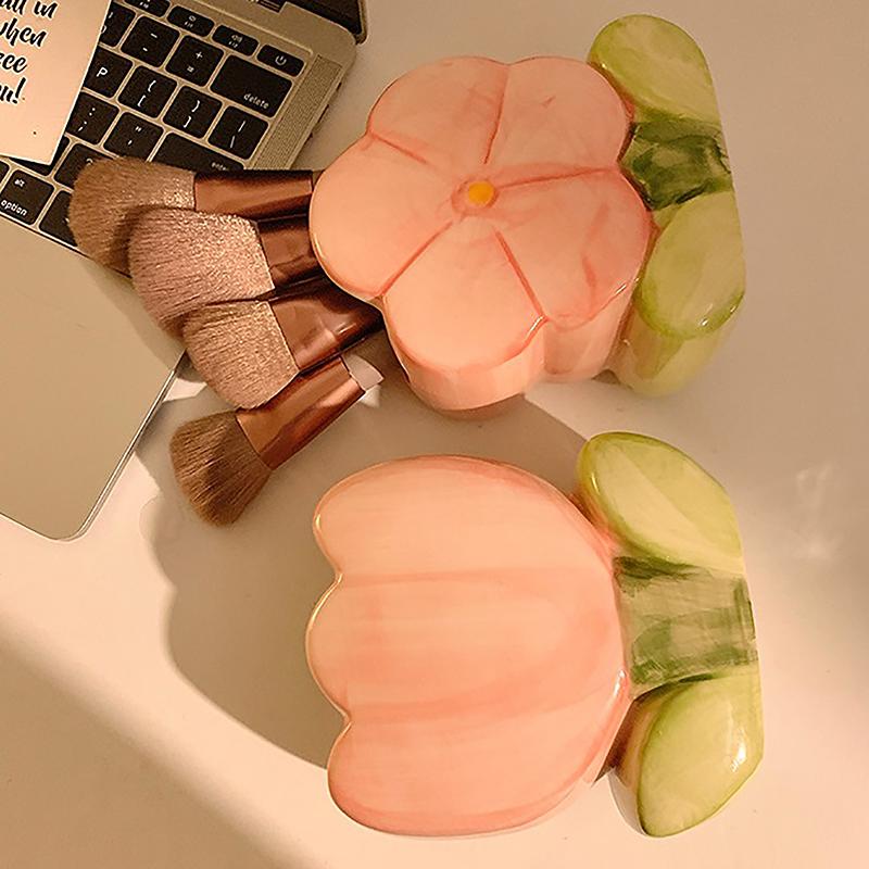 Flower Pen Holder Ceramic Desktop Decoration Cute Girl Desk Office Storage Box Stationery Shelf Storage Tank
