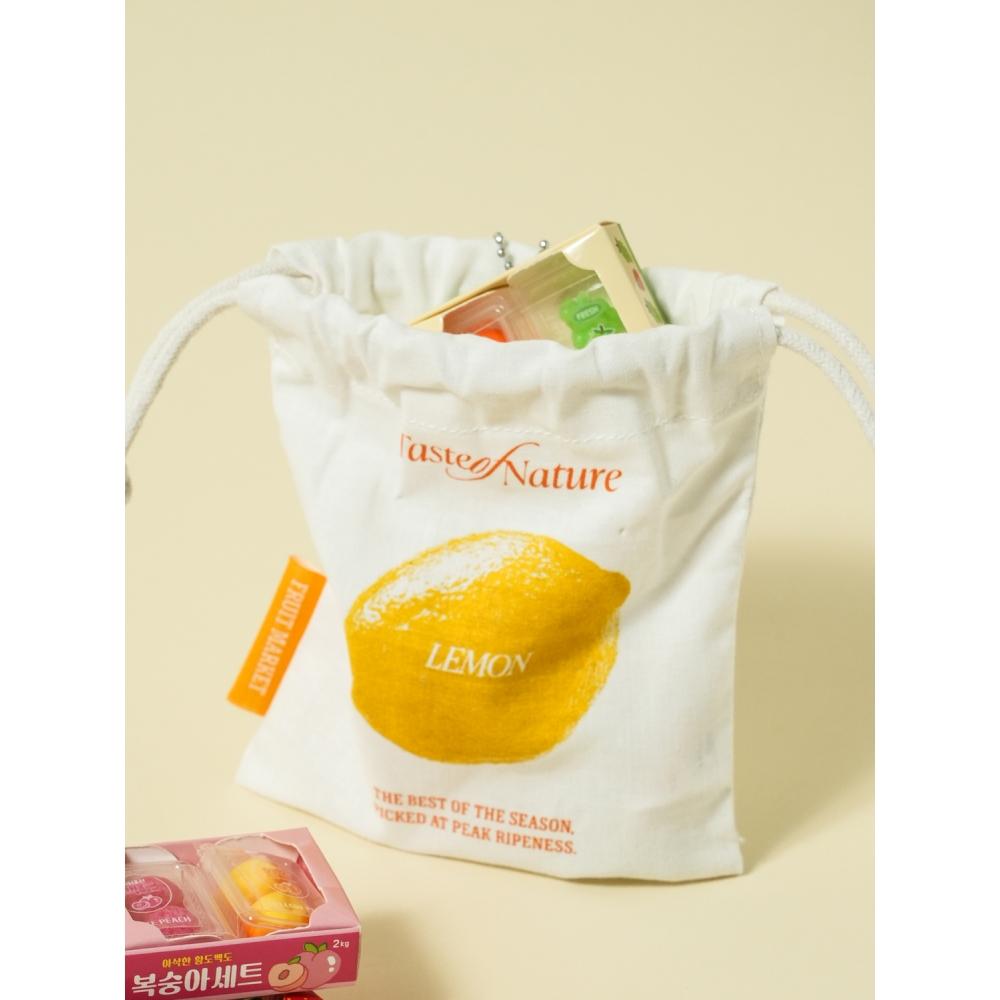 Daiso Fruit Market Tightening Pouch Lemon