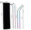 5 Pieces Stainless Steel Straw Set Colorful Metal Straws Bar Drinks Coffee Milk Tea Juice Drinking Utensils Environmental Protec