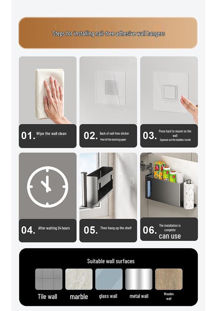 Refrigerator Side Shelf: Multi-Functional Cling Film & Paper Towel Holder, No-Drill Kitchen Storage Rack
