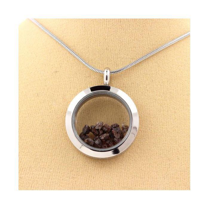 Stones and Minerals. Raw Brown Diamond Necklace. 25 Mm Medallion Model. Color Silver.