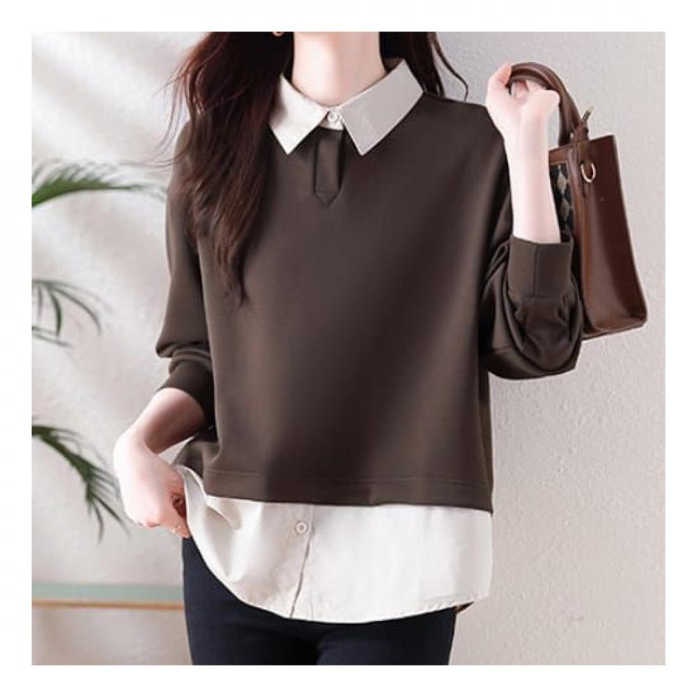Navava Casual Two In One Collar Long Sleeve Shirt Nb1844