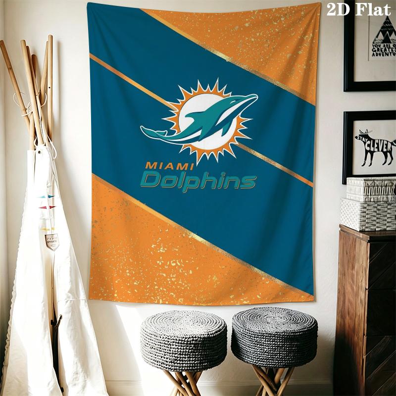 Miami Dolphins Wandteppich Ästhetisches Wandbehang Gedruckter Stoffdecke Dekorative Wandteppiche für Schlafzimmer Wohnzimmer Heimdekoration