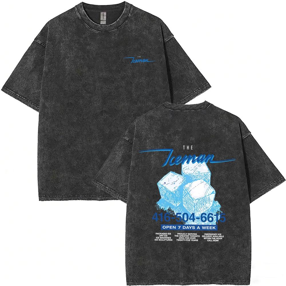 Gewaschenes Vintage Rapper Drake ICEMAN Freeze The World 2026 T-Shirt Herren Damen Mode Hip Hop Übergroße T-Shirts Herren Streetwear