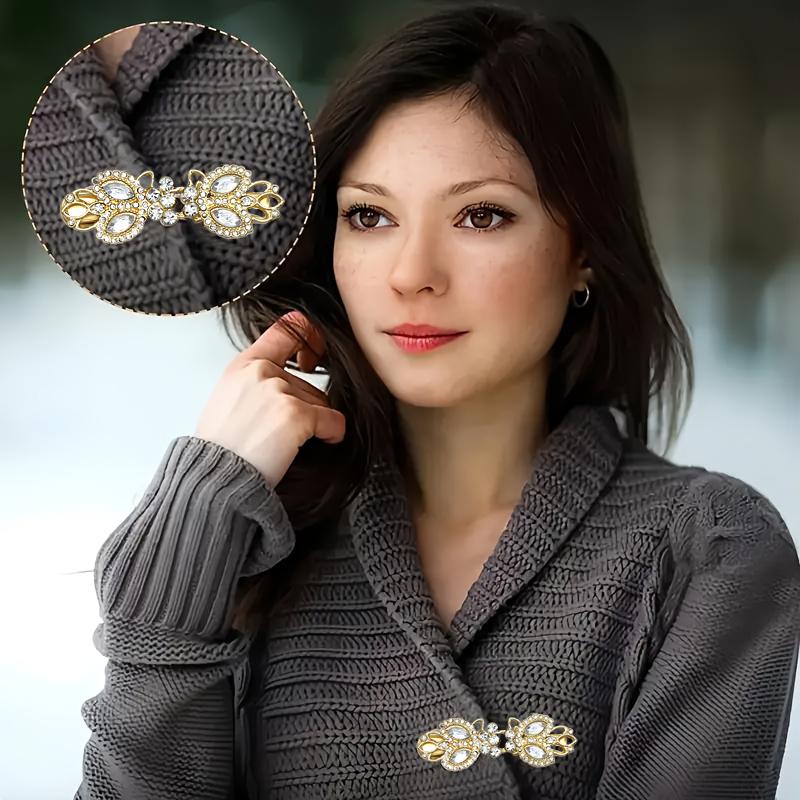 1PC Rhinestone Brooch for Cheongsam Fashion Rhinestone Collar Pin Elegant Modesty Clip Qipao Dress Clasp