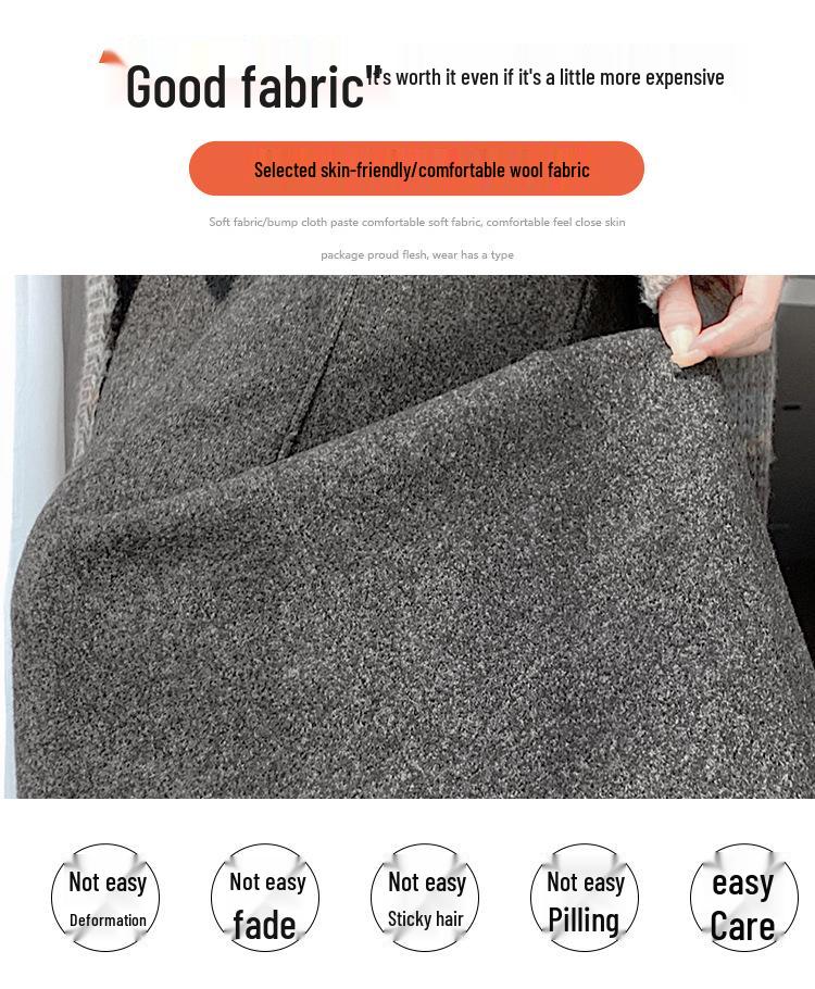 Deep Gray Woolen High Waist A-line Ruffle Skirt for Women - Autumn/Winter Collection