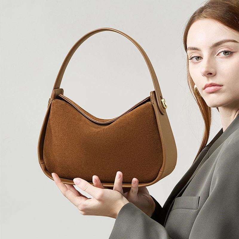 New Suede Crossbody Bag High-quality Genuine Leather Magnetic Closure Box Bag Personal Design Handbag High-end Elegant Women Bag
