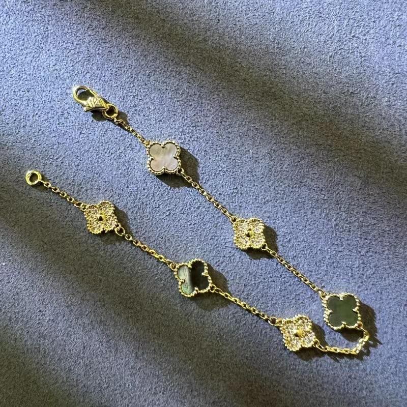 9MM Mini Six-flower Four-leaf Clover Bracelet White Mother-of-pearl Purple Chalcedony CNC Craft Simple and Versatile High-end Bracelet
