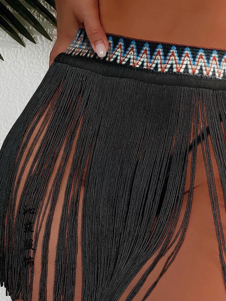 Nová stylová elastická plážová sukně s třásněmi