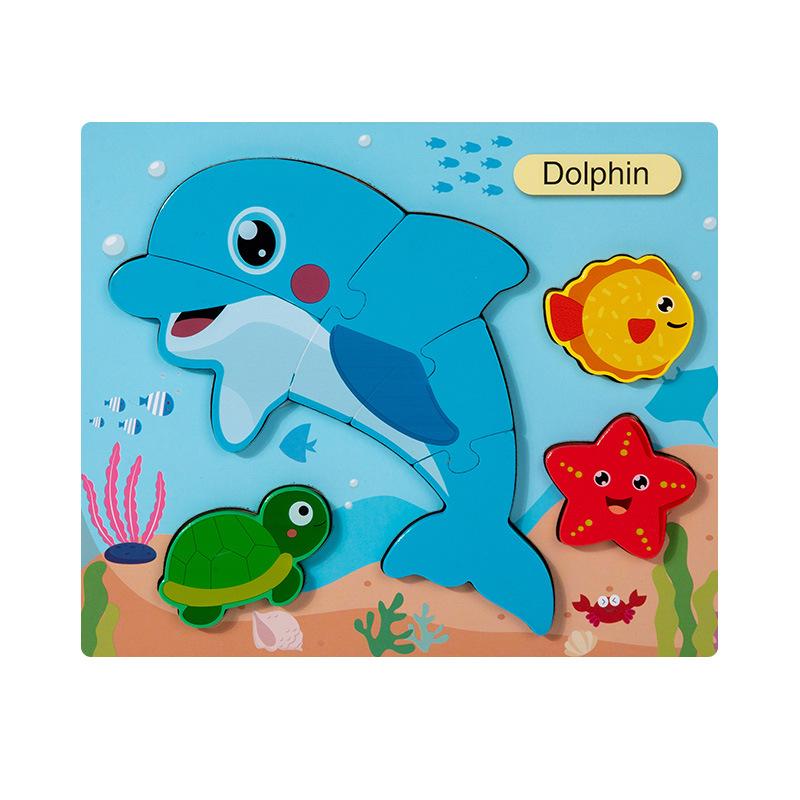 Kognitive 3D dreidimensionale Puzzle-Spielzeuge für Kinder 0-3 Jahre, frühpädagogische Lernpuzzle aus Holz