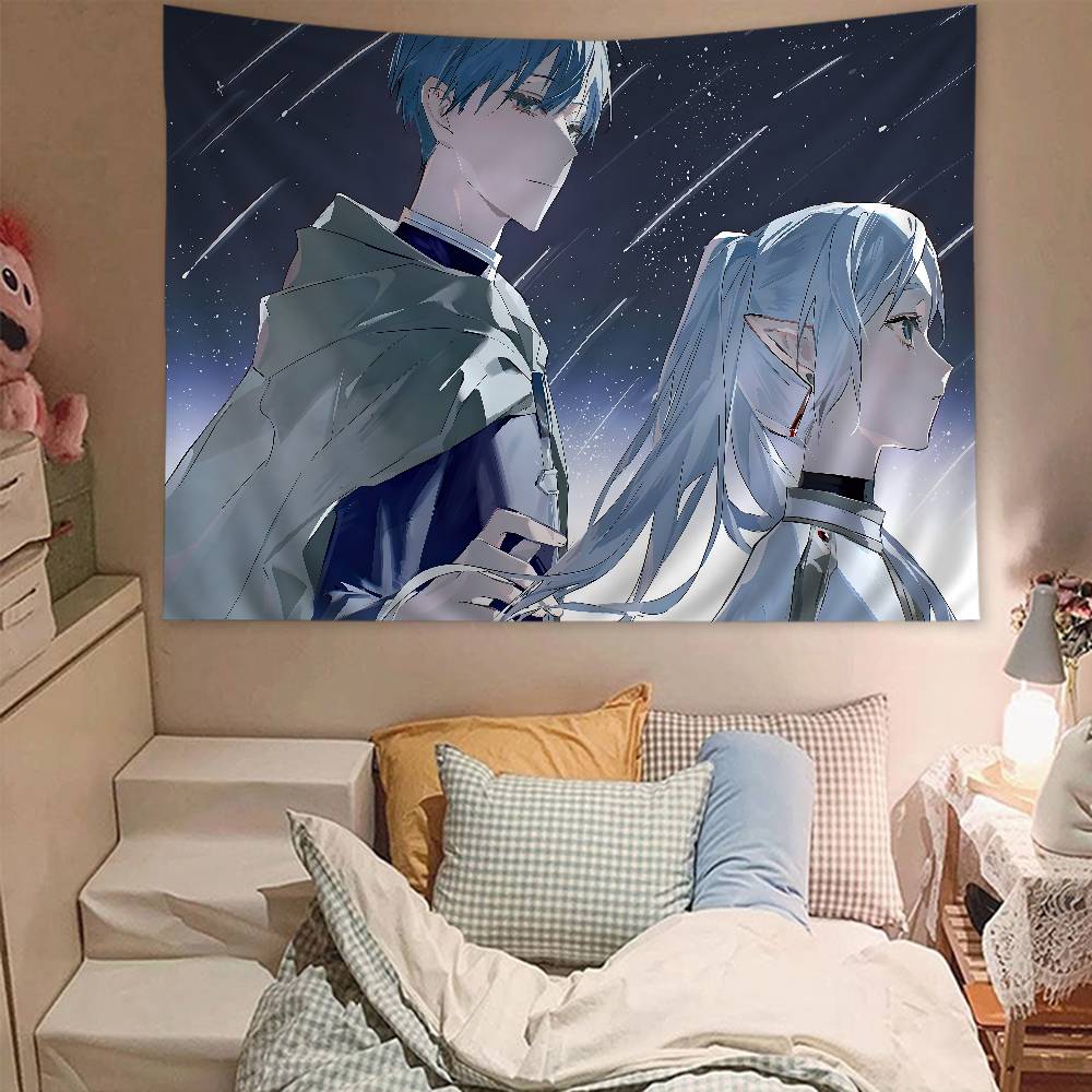 Hot Japan Anime Frieren Anime Tapestry Hanging Tarot Hippie Wall Rugs Dorm Home Decor
