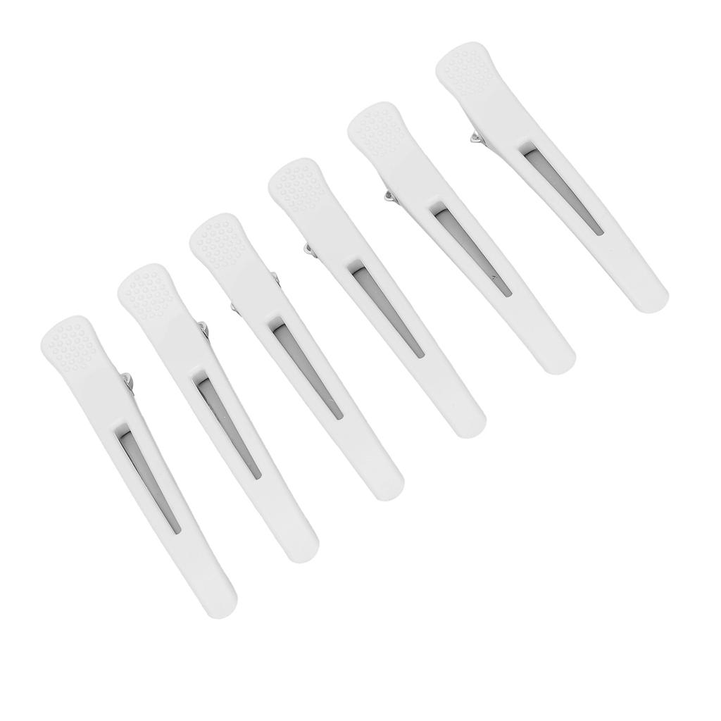 6Pcs Professional Hair Clips NonSlip Dividing  bill Hair Clips for Hair Cutting Styling(White )