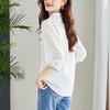 V-neck Embroidery Hollow White Shirt Women's Cotton Temperament Light Maturity Blouse Shirt