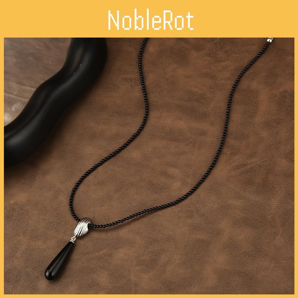 Black Contemporary Onyx Pearl Necklace With Exquisite Gemstone Inlays Geometry And