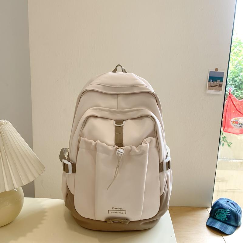 Студенческий рюкзак большой емкости женский рюкзак цветной блок школьный портфель — фото 11