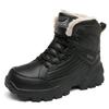 Northeast Herre Svarte Vanntette Sklisikre Høye Snøstøvler - Kuldebestandige, Slitesterke, Fløyelsforede, Bomullssko med Tykk Såle