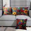 4 Stück bunte Vogel-Blumen-Kissenbezüge Samt-Polyester-Kissenhüllen Boho-Kunst Dekorative Kissen Heimdeko