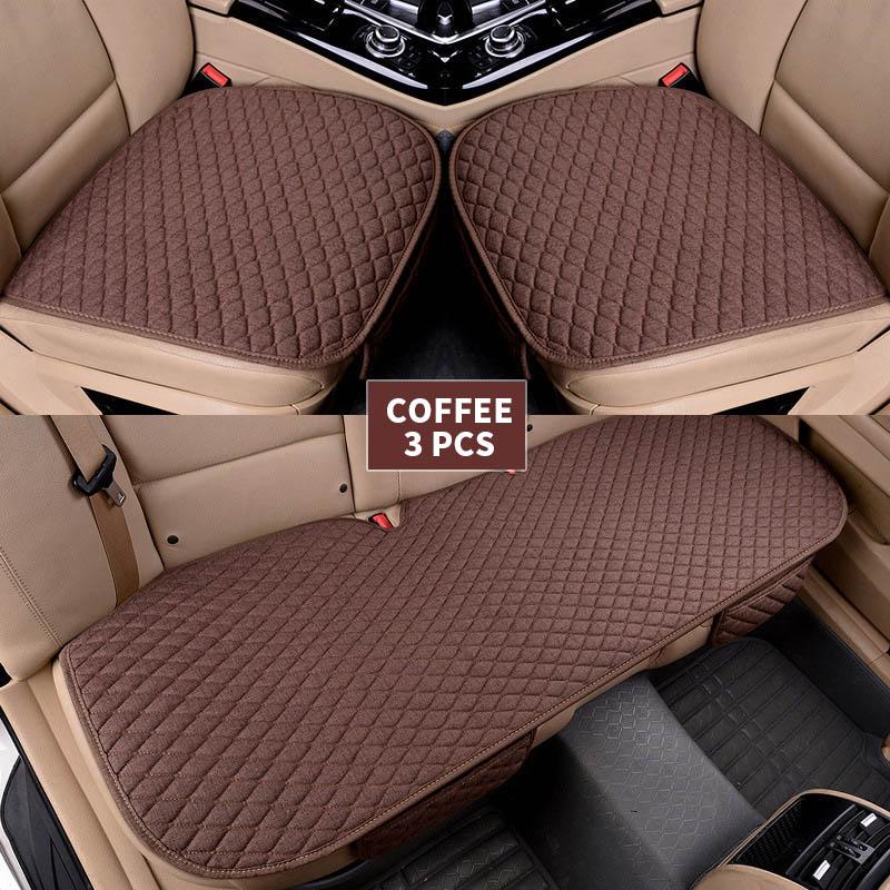 Linen Car Cushion Universal Size Car Seat Protector (Front + Rear) Anti-slip Cushion