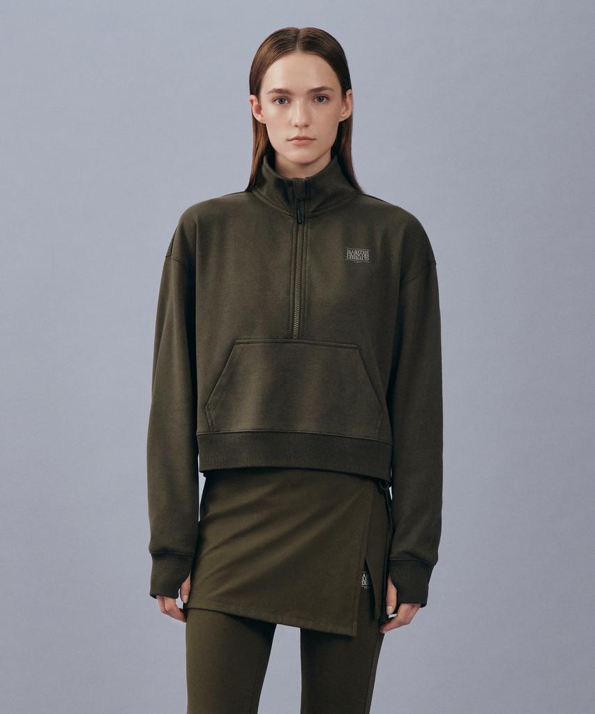 MARITHÉ SPORT Marithe Sport W Oversized Soft Brushed Half Zip-Up Brown